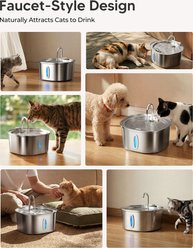 PEKTACO Stainless Steel Cat Water Fountain with Small Level Window, 3.2 liter slide 2 of 8