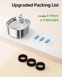 PEKTACO Stainless Steel Cat Fountain with Metal Spout & 3 Replacement Filters, 3.2 liter slide 2 of 9