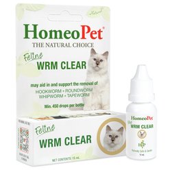 HomeoPet WRM Clear Dewormer for Hookworms, Roundworms, Tapeworms & Whipworms for Cats, 450 drops