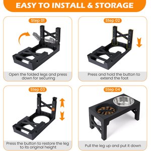 Heeyoo Elevated Dog Bowl Set, 3 bowls, 5-cup, Black