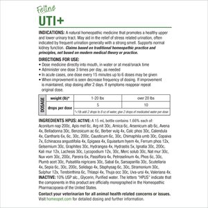 HomeoPet UTI+ Homeopathic Medicine for Urinary Tract Infections UTI for Cats, 450 drops