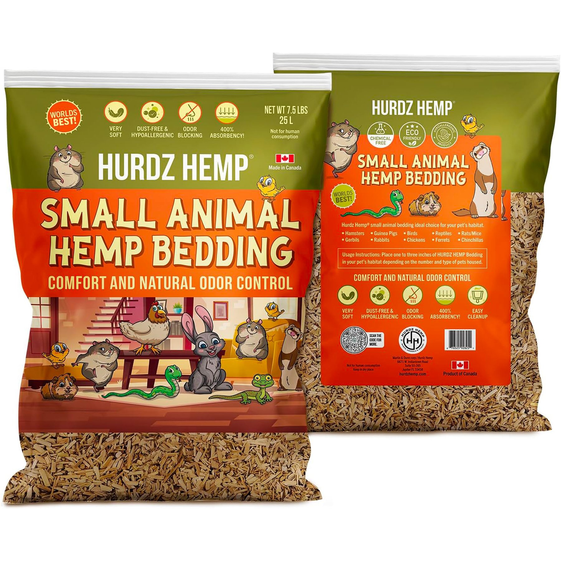 Hurdz Hemp Small Pet Bedding, 7.5-lb bag