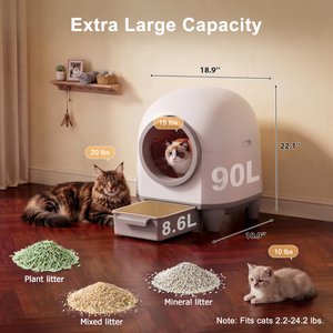 WARCAT Automatic Self-Cleaning Cat Litter Box, Gray, 90-L