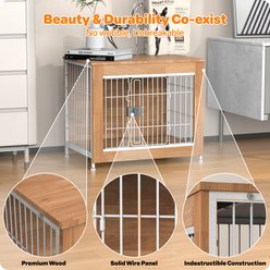IronovaPets Multi-purpose Furniture-style Single Dog Cage with Lock, Small: 27-in, Wood slide 2 of 7