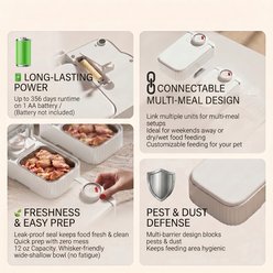 VIVIPAL 2-Meal Dry & Wet Stainless Steel Automatic Dog & Cat Feeder, White, 700-mL slide 2 of 9