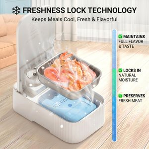VIVIPAL 2-Meal Dry & Wet Stainless Steel Automatic Dog & Cat Feeder, White, 700-mL