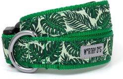 The Worthy Dog Tropical Leaves Adjustable Dog Collar, Green, Small: 8 to 14-in neck, 5/8-in wide slide 1 of 5