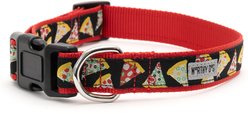 The Worthy Dog Pizza Adjustable Dog Collar, Black, Large: 14 to 20-in neck, 1-in wide slide 2 of 3