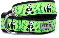 The Worthy Dog Pandas Adjustable Dog Collar, Green, Small: 8 to 14-in neck, 5/8-in wide