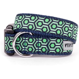 The Worthy Dog Hexagon Adjustable Dog Collar, Navy, Large: 14 to 20-in neck, 1-in wide