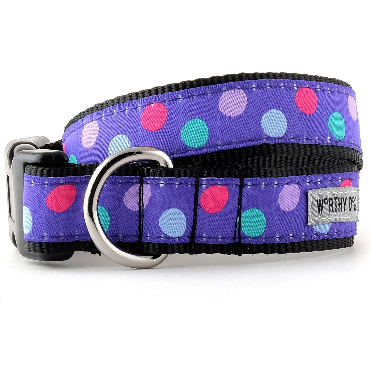 The Worthy Dog Gumball Adjustable Dog Collar, Purple, X-Small: 5 to 11-in neck, 1/2-in wide