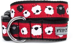 The Worthy Dog Counting Sheep Adjustable Dog Collar, Red, Medium: 11 to 17-in neck, 1-in wide