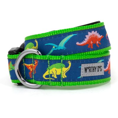 The Worthy Dog The Worthy Dog Dino Adjustable Dog Collar, Navy, X-Small: 5 to 11-in neck, 1/2-in wide