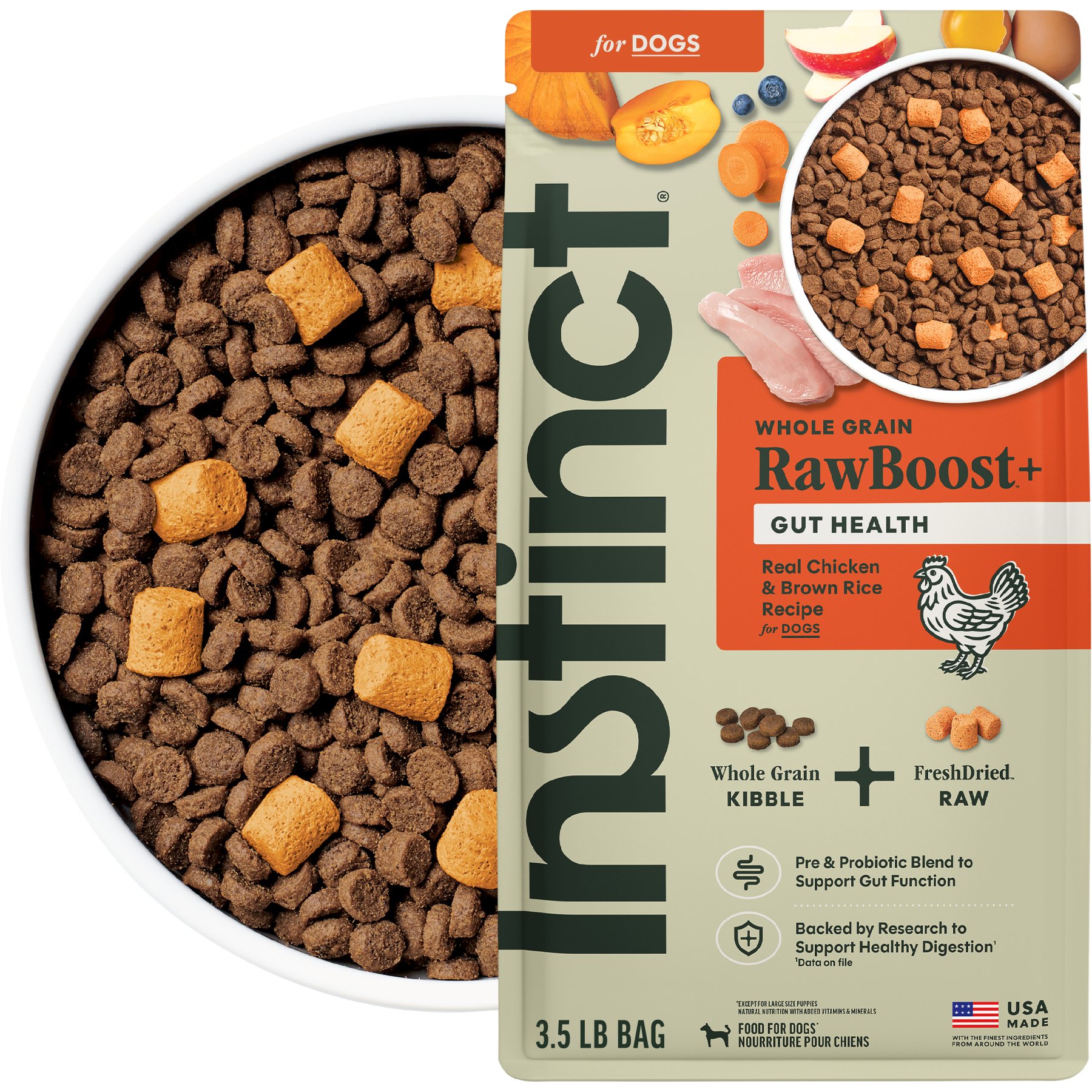 Instinct RawBoost Whole Grain Gut Health Recipe with Real Chicken Dry Dog Food, 3.5-lb bag