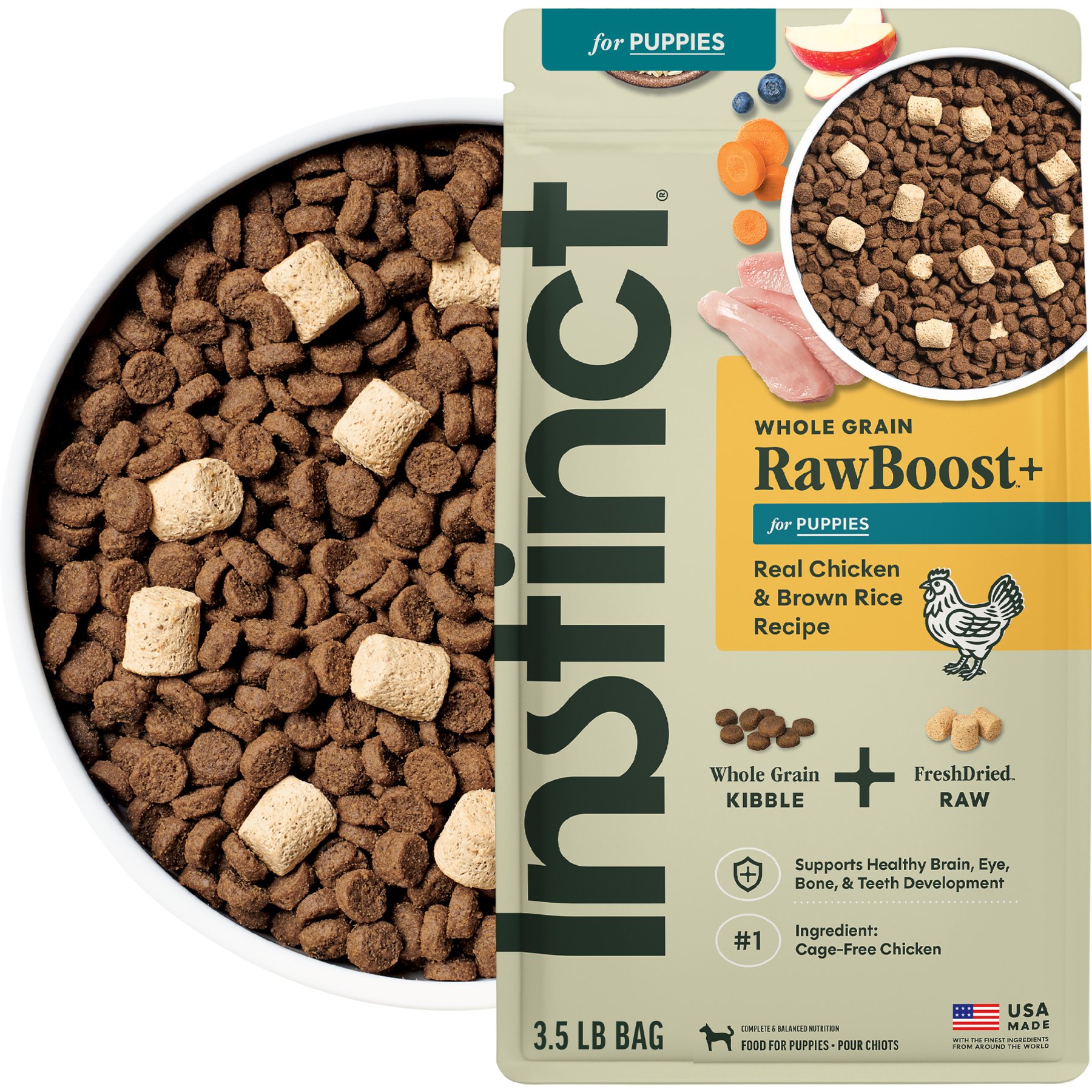 Instinct Raw Boost Puppy Whole Grain Real Chicken & Brown Rice Recipe Dry Dog Food, 7-lb bundle