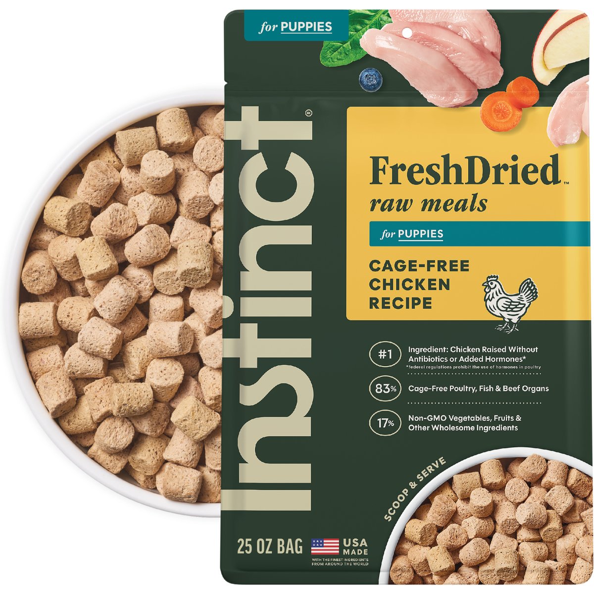 Instinct FreshDried Bites Puppy Grain-Free Cage-Free Chicken Recipe Freeze-Dried Dog Food, 25-oz bag