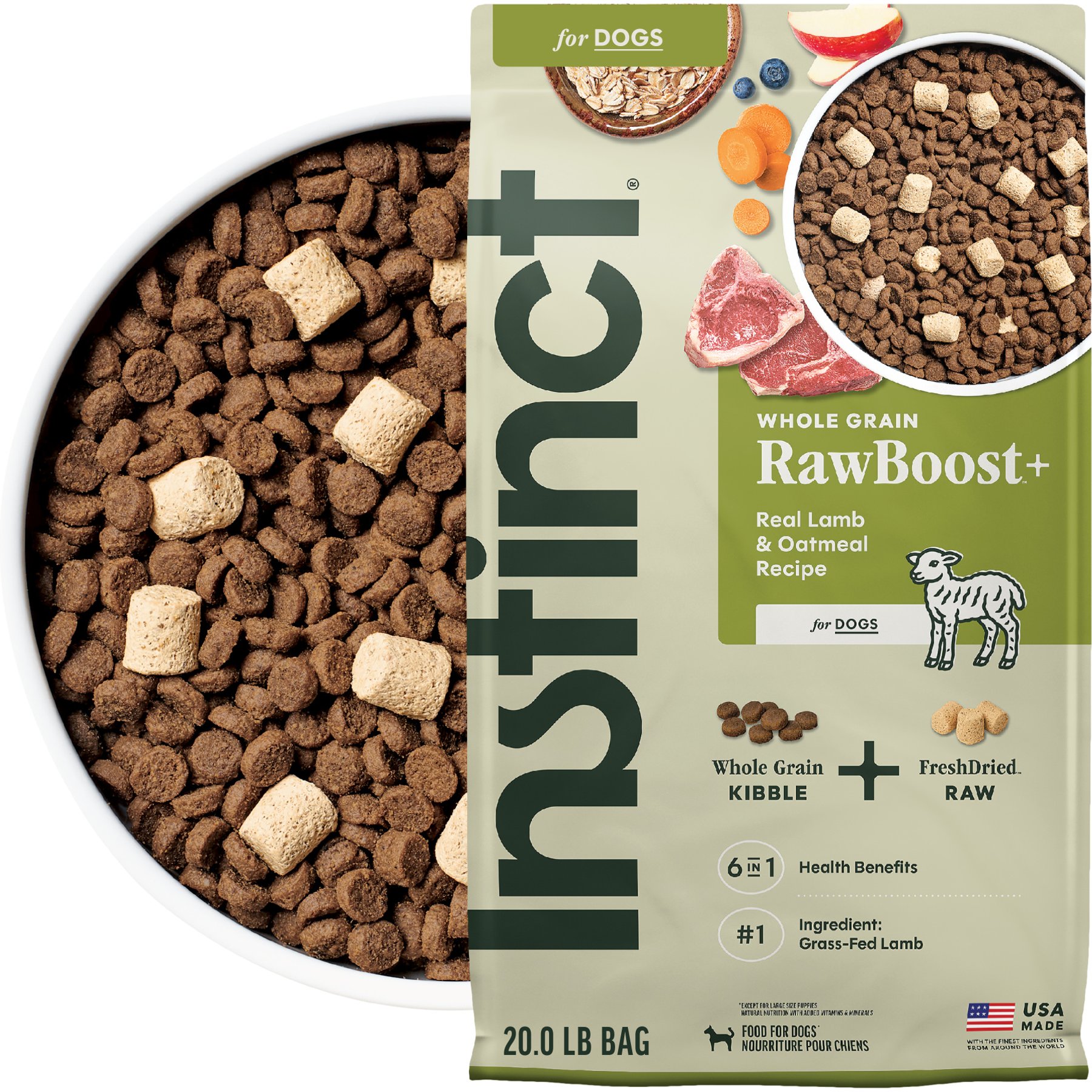 Instinct RawBoost Whole Grain Real Lamb & Oatmeal Recipe Dry Dog Food, 40-lb bundle