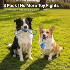 Potaroma Interactive Tug of War Durable Braided Cotton Exercise Rope Small Dog Chew Toy, Blue, 3 count slide 2 of 6