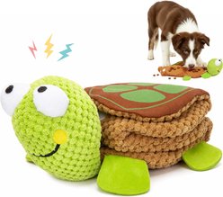Potaroma Snuffle Mat Interactive Turtle with Squeaker & Crinkle Paper Puzzle & Treat Dispensing Dog Chew Toy, Multicolor