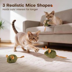 Potaroma Realistic Squeaky Plush Mice Cat Plush Toy with Catnip, Green, 3 count slide 2 of 6