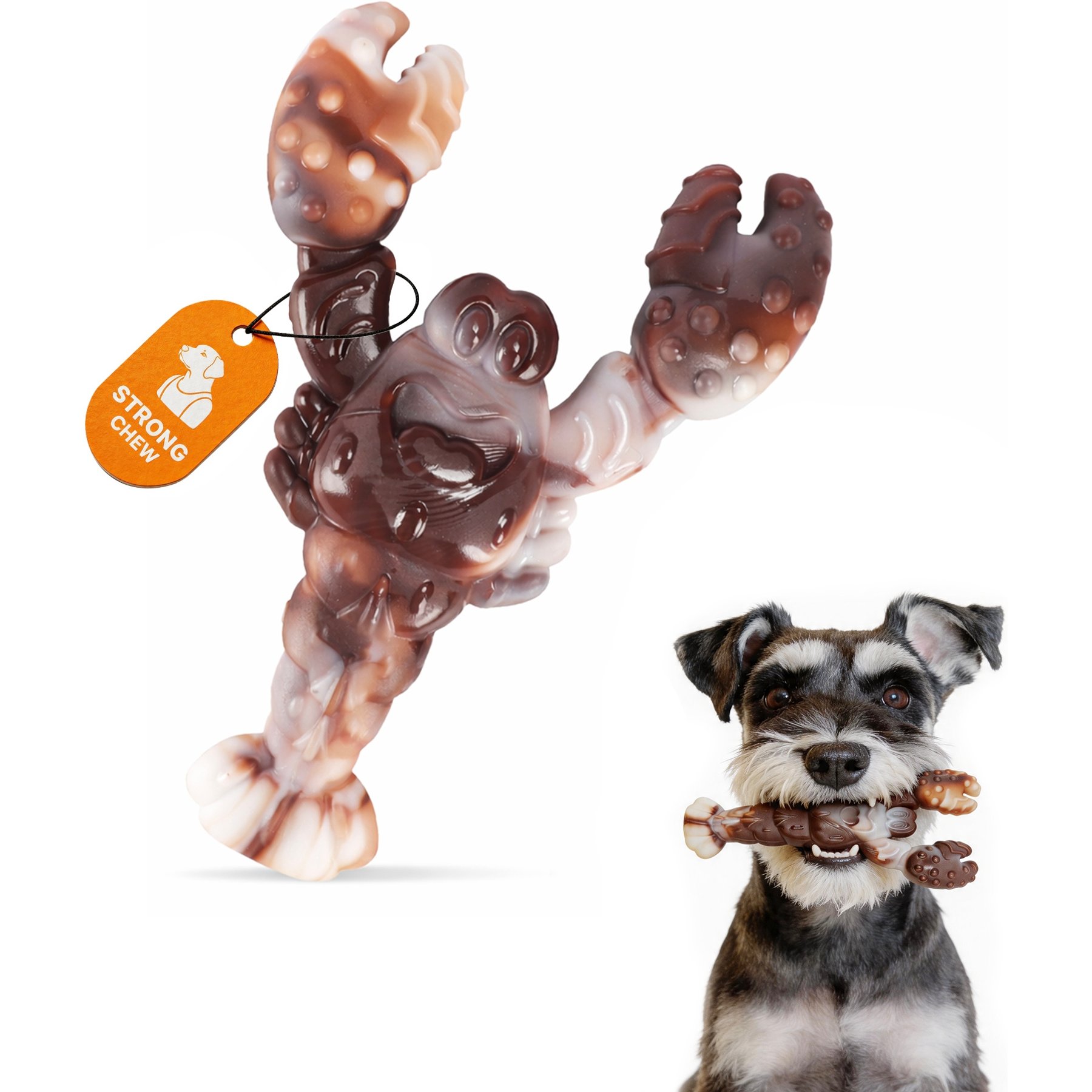 Potaroma Durable Nylon Lobster Beef Flavored Tough Interactive Dental Health Exercise Chew Dog Toy, Brown