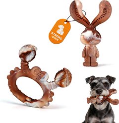 Potaroma Beef Flavored Tough Bunny & Crab Exercise Dog Chew Toy, Brown, 2 count