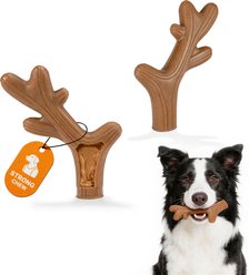 Potaroma Beef Flavored Tough Bone Nylon Antler Exercise Dog Chew Toy, Brown, 2 count