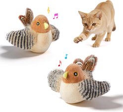 Potaroma Interactive Lifelike Chirping Bird Cat Chew Toy with Catnip, Multicolor, 2 count