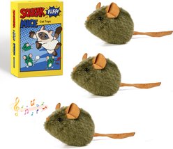 Potaroma Realistic Squeaky Plush Mice Cat Plush Toy with Catnip, Green, 3 count