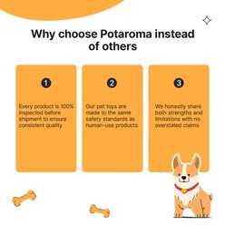 Potaroma 5.9-in Durable Squeaky Dog Ball Toy with Cotton Tug Loops, Yellow slide 2 of 8