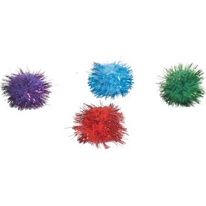 Turbo Glitter Pom Pom Ball Cat Toy, 4 count