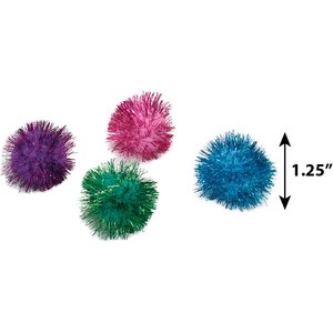 Turbo Glitter Pom Pom Ball Cat Toy, 4 count