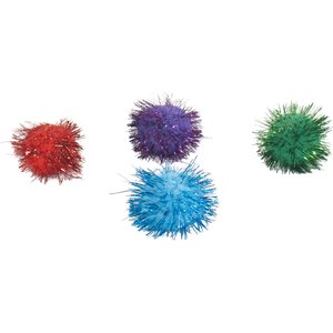 Turbo Glitter Pom Pom Ball Cat Toy, 4 count