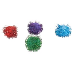 Turbo Glitter Pom Pom Ball Cat Toy, 4 count