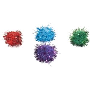 Turbo Glitter Pom Pom Ball Cat Toy, 4 count