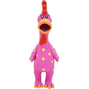 Multipet Latex Polka Dot Globken Chicken Squeaky Dog Toy, Color Varies, Large, 1 count