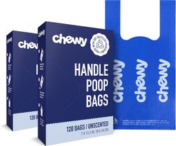 Chewy Made Handle Dog Poop Bags (FORMERLY FRISCO), Unscented, 120 count, bundle of 2