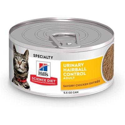 Hill's Science Diet Hill's Science Diet Adult Urinary Hairball Control Savory Chicken Entree Canned Cat Food, 5.5-oz can, bundle of 48