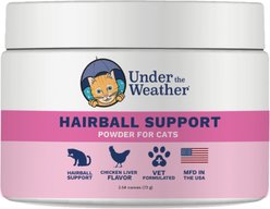 Under the Weather Hairball Support Powder Supplement for Cats, 2.54-oz jar
