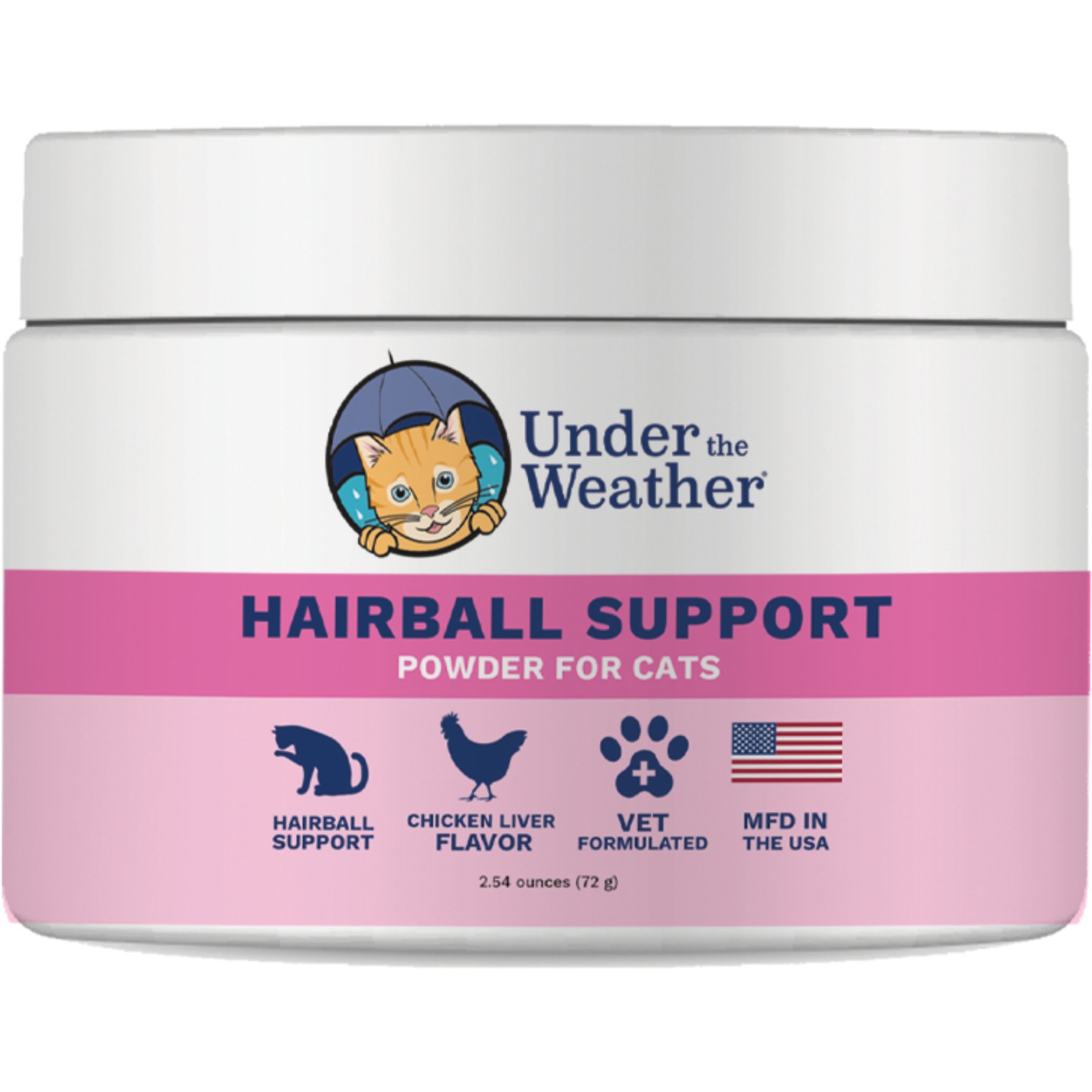 Under the Weather Hairball Support Powder Supplement for Cats, 2.54-oz jar