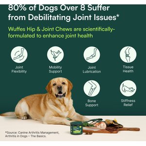 Wuffes Advanced Hip & Joint Chews with Glucosamine & Chondroitin Pork Liver Flavored Soft Chews for Large Dogs, 30 count