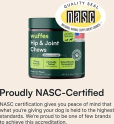 Wuffes Advanced Hip & Joint Chews with Glucosamine & Chondroitin Pork Liver Flavored Soft Chews for Small & Medium Dogs, 60 count slide 2 of 8