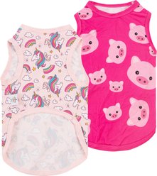 CuteBone Pig & Unicorn Dog T-Shirt, Pink, Medium, 2 count