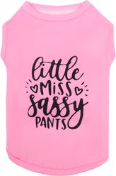 CuteBone Little Miss Sassy Pants Dog T-Shirt, Pink, Medium