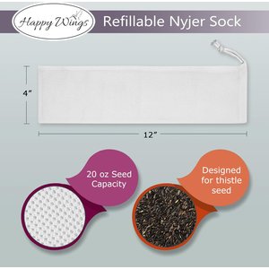 Happy Wings Refillable Nyjer Sock Wild Bird Feeder, 3 count