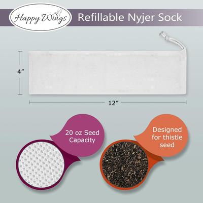 Show full view: Happy Wings Refillable Nyjer Sock Wild Bird Feeder, 3 count slide 4 of 7