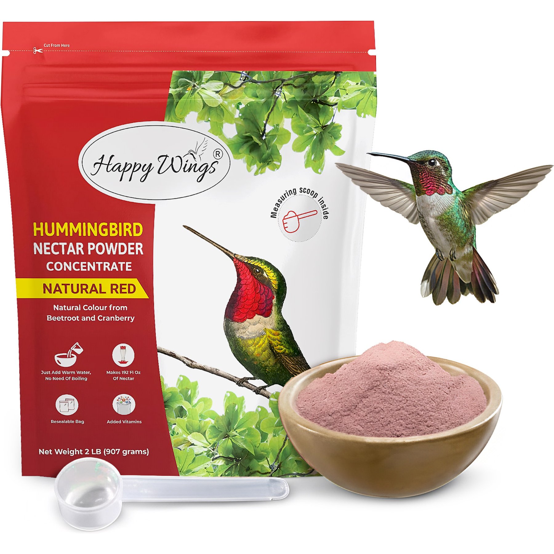 Happy Wings Red Nectar Concentrate Powder Wild Bird Food, 2-lb bag