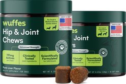 Wuffes Advanced Hip & Joint Soft Chews with Glucosamine, Chondroitin, Omega-3 & MSM for Small & Medium Dogs, 60 count & Large Breed Dogs, 30 count