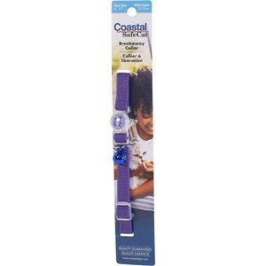 Safe Cat Snag-Proof Polyester Breakaway Cat Collar with Bell, Purple