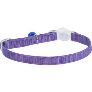 Safe Cat Snag-Proof Polyester Breakaway Cat Collar with Bell, Purple